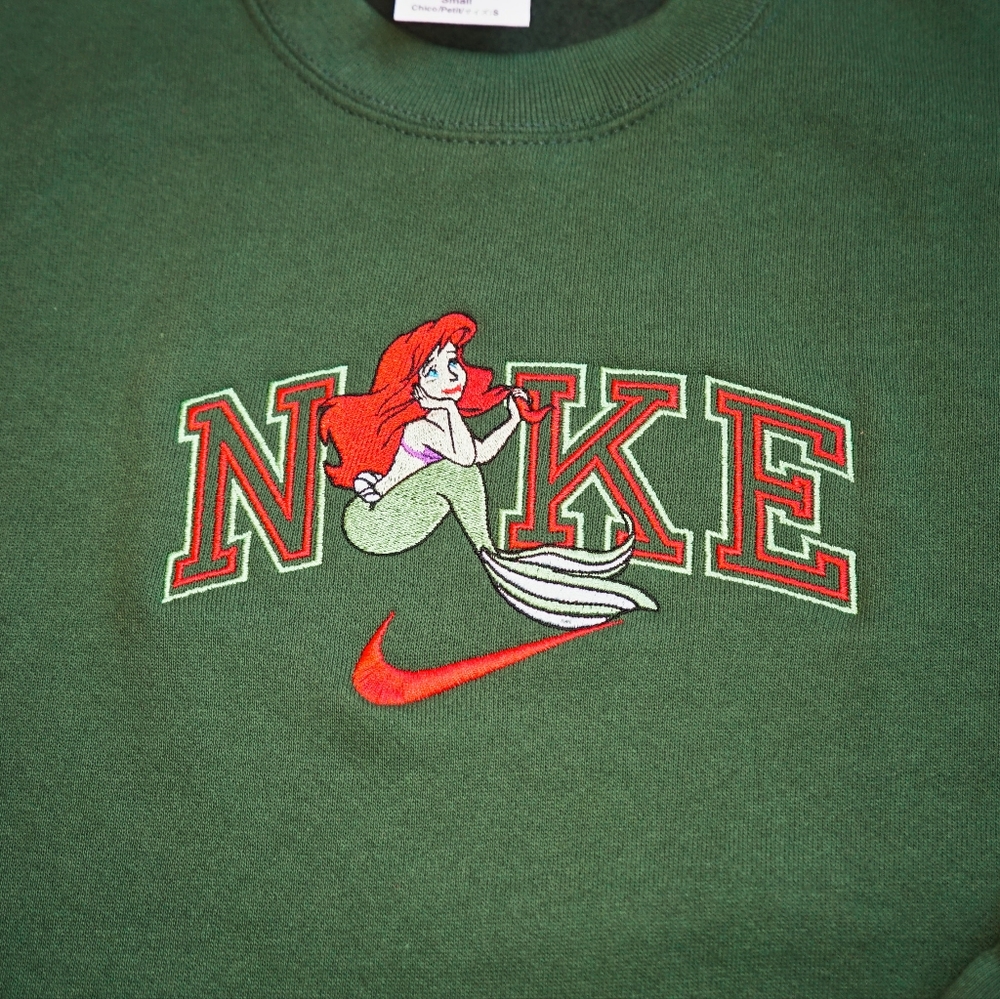 Ariel from Disney's Little Mermaid Custom Nike Embroidered Sweater